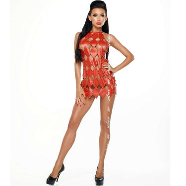 Vestito Black Diamond Gwen Rosso con Dettagli Metallici Eleganti